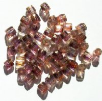 50 6x6mm Ornelia Cut Purple Golden Lustre Beads